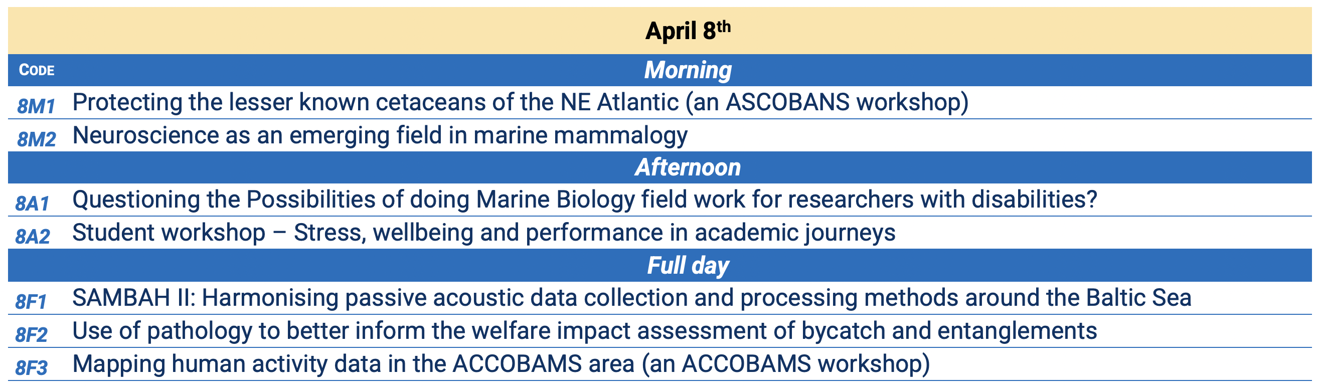 Schedule April 8th