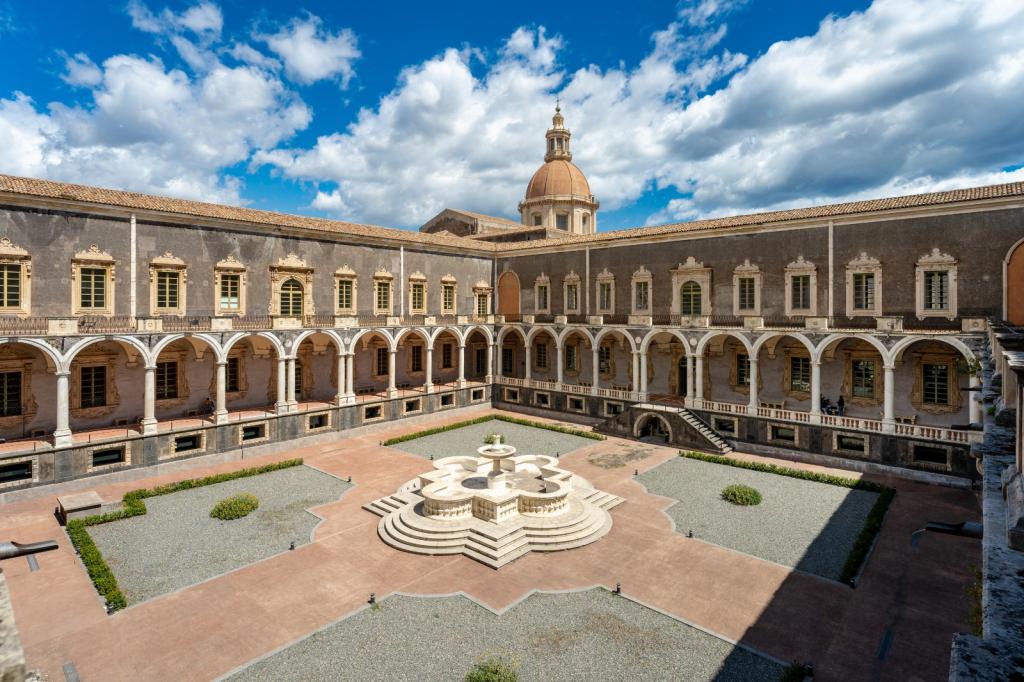 Benedictine monastery "Monastero dei Benedettini di San Nicolò l'Arena" in Catania, jewel of late Sicilian Baroque and one of the largest Benedictine complexes in Europe. ®monasterodeibenedettini.it